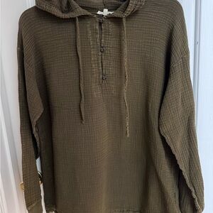 Olive Green Hooded Knit Sweater